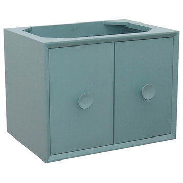30" Single Wall Mount Vanity, Aqua Blue Finish - Cabinet Only