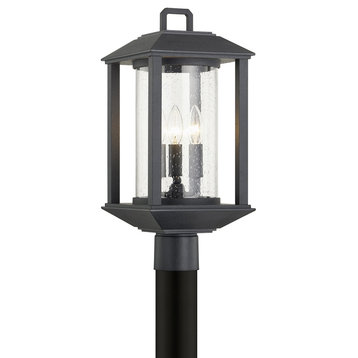 Mccarthy 3 Light Post - Weathered Graphite Finish - Clear Seeded Glass