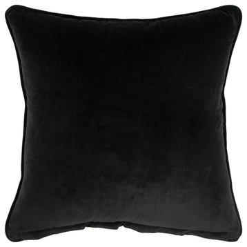 Black Solid Luxurious Modern Throw Pillow
