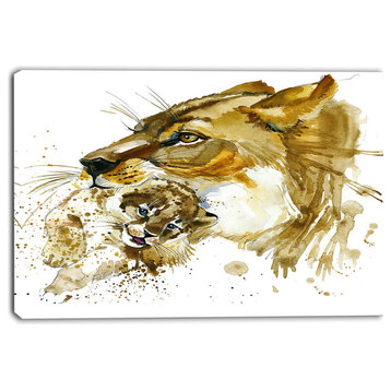 "Lioness and Cub" Animal Canvas Artwork, 40"x30"