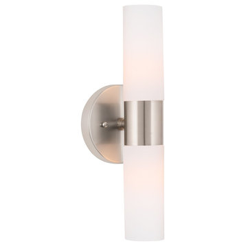 Kira Home Duo 14" Wall Sconce, Frosted Glass Shades, for Bathroom/