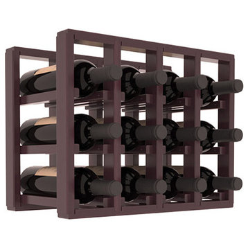 12-Bottle Counter Top/Pantry Wine Rack, Redwood, Burgundy + Satin