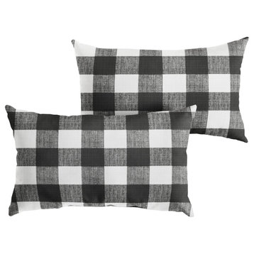 Black Buffalo Plaid Outdoor Pillow Set, 14x24