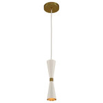 Kalco - Milo 5x12" 1-Light Midcentury Mini-Pendants by Kalco, White and Vintage Brass - Milo 1 Light Mini PendantStyle: MidcenturyRated: DryPower: HardwireLamping: 1 light(s). 3W LEDBulb(s) included.Finish: White And Vintage BrassTrendy Mid-Century inspired design with dual LED lamping for maximum efficiency. The Milo Collection features a variety of configurations to fit every space  from sconce and entry to dining. Introduced in June of 2016 in a sleek Matte Black with Vintage Brass accents  Kalco has added a Warm White finish  also featuring vintage brass accents.