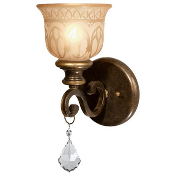 Norwalk 14" Wall Sconce in Bronze Umber with Clear Hand Cut Crystals