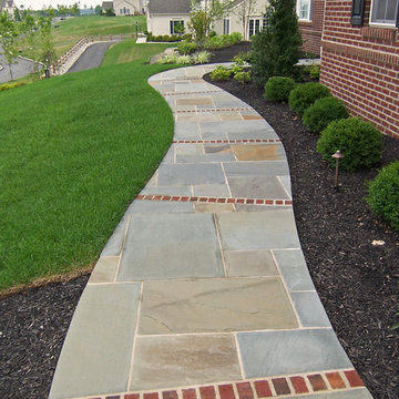 Pennsyvania Bluestone Walk with Brick Banding, Chester Springs, PA