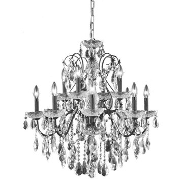 St. Francis 12 Light Chandelier in Dark Bronze with Clear Royal Cut Crystal