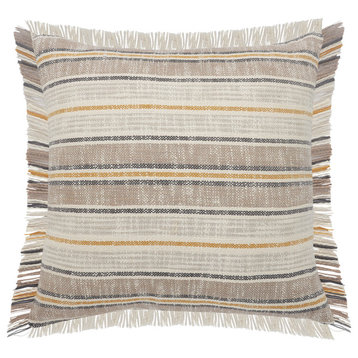 Graham Striped Casual Throw Pillow with Fringe