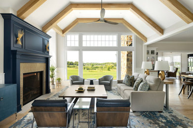 Example of a transitional living room design in Minneapolis