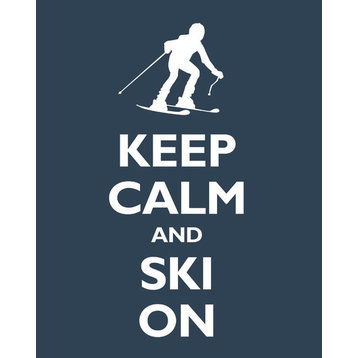 Keep Calm and Ski On, premium print (navy)