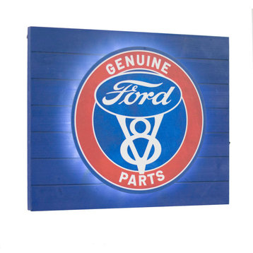 American Art Decor Vintage Ford Genuine Parts Metal Backlit LED Sign