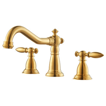 Corella Widespread Bathroom Basin Sink Faucet, Brushed Gold