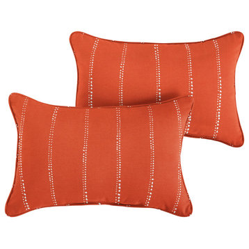 Orange Dotted Stripes Outdoor Lumbar Pillow Set of 2, 12x18