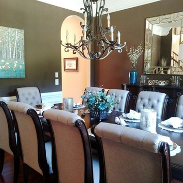 Colorful Teal-Turquoise and Brown Dining Room