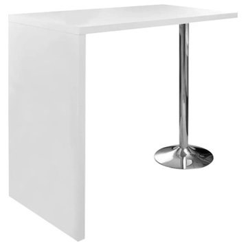 vidaXL Bar Table Pub Table Bistro Table with 1 Steel Leg MDF High Gloss White