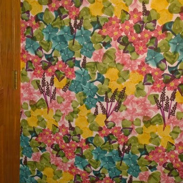 Powder room floral wallcovering install