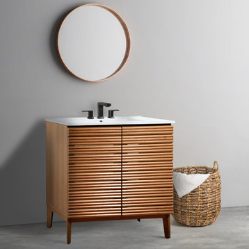 36" Modern Farmhouse 2-Shelf Bath Vanity Cabinet Only(Sink Basin not Included)