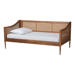 Matt Mid Century Twin Size Daybed Walnut Brown Tropical