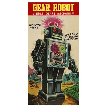 "Gear Robot" Digital Paper Print by Retrobot, 14"x26"