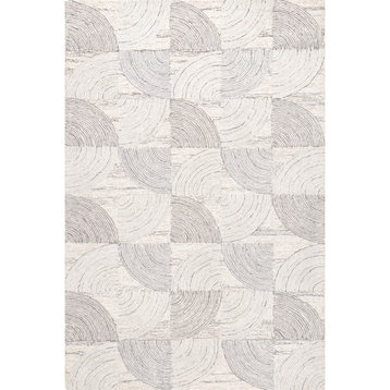 nuLOOM Handmade Wool Liv Geometric Contemporary Area Rug, Light Gray 5'x8'
