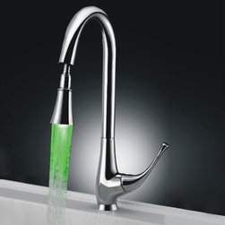 Single Handle Chrome Centerset LED Pull-out Kitchen Faucet (TP0760F) - Kitchen Faucets
