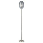 Lite Source - Floor Lamp, Ss W/Grey Pleated Shade, E27 Type A 100W - FLOOR LAMP, SS W/GREY PLEATED SHADE, E27 TYPE A 100W