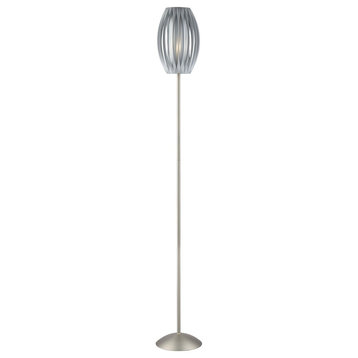 Floor Lamp, Ss W/Grey Pleated Shade, E27 Type A 100W