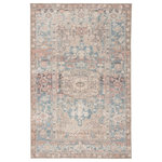 Jaipur Living - Machine Washable Jaipur Living Geonna Medallion Blue/Beige Area Rug, 5'x7'6" - The Kindred collection melds the timelessness of vintage designs with modern, livable style. The Geonna area rug boasts a softly faded center medallion and floral accents in subdued tones of blue, gray, beige, and blush. This low-pile rug is made of soft polyester and features a one-of-a-kind antique rug digitally printed design.