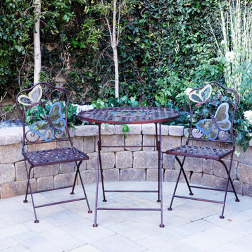 Butterfly Table and Two Chairs Bistro Set