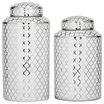 Modern Silver Ceramic Decorative Jars Set 562476
