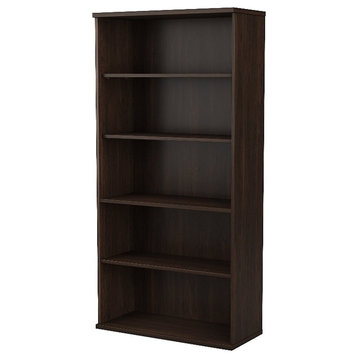 Pemberly Row Tall 5 Shelf Bookcase in Black Walnut - Engineered Wood