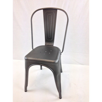 Modern Metal Dining Chairs, Set of 4, Gunmetal