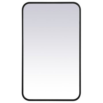 Elegant Decor MR801830BK Soft Corner Metal Rectangular Mirror, 18"x30"