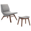 Modrest Whitney Modern Charcoal and Walnut Accent Chair and Ottoman