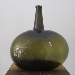 Antique French Green Glass Bottle - Home Decor
