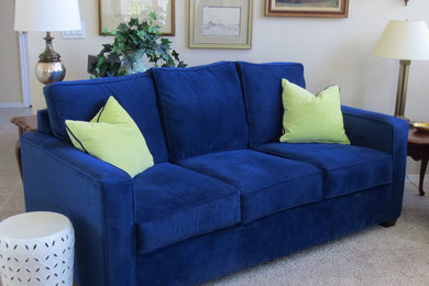 Blue track arm sofa