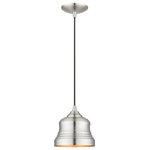 Livex Lighting - Endicott 1-Light Brushed Nickel Mini Bell Pendant, Gold Inside - The clean and crisp Endicott pendant makes a design statement with the smooth curve of its brushed nickel finish shade. A gold finish on the interior of the metal shade brings a refined touch of style.