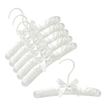 10" Baby Satin Padded Hangers, White, Set of 6