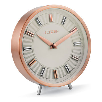 Decorative Accents Circular Clock with Rose-Tone Accents