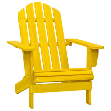 vidaXL Solid Fir Wood Patio Adirondack Chair Yellow Garden Outdoor Armchair