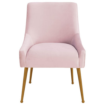 TOV Furniture Beatrix Pleated Blush Velvet Side Chair