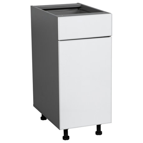 21 Base Cabinet Single Door Single Drawer with White Gloss door