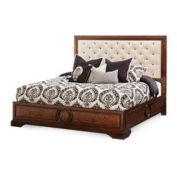 AICO Furniture - Bella Cera California King Panel Bed with Fabric Tufted Headboa - Panel Beds