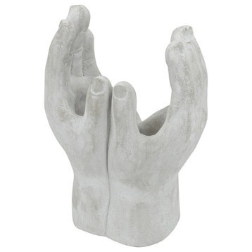 Hand Statue Planter or Plant Stand, Gray