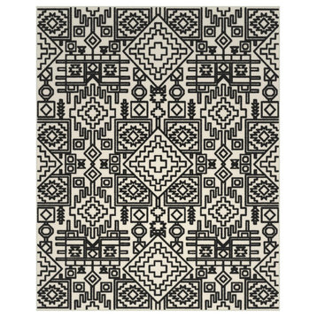 Napa Mercana Ivory and Black Chenille High-Low Area Rug