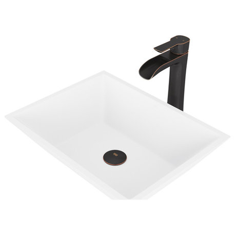 Vinca 18"L x 14"W MatteStone Vessel Sink and Niko 11"H Faucet Set
