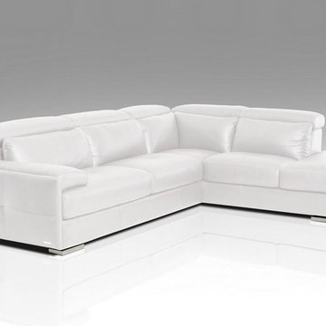 White Leather Sectional Sofa with adjustable headrests
