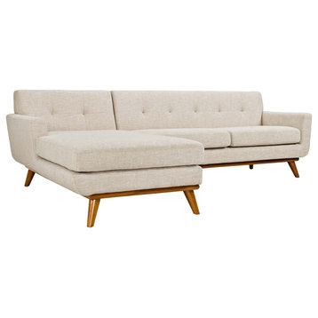 Engage Left-Facing Upholstered Fabric Sectional Sofa, Beige