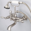 Vintage 7" Spread Wall Mount Tub Faucet & Handheld Shower, Lever handles