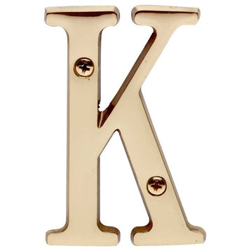 Letter "K" House Letter Solid Bright Brass 3" |
